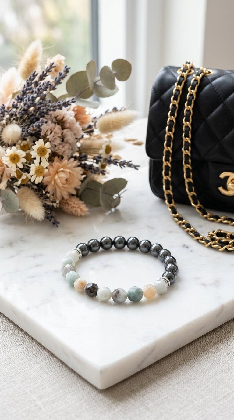 Natural Faceted Gemstone Bracelet | Magnetic Mountain Jade