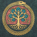 Nomad Sari Stonewashed Cotton T-Shirt - Tree of Life - Green - XL
