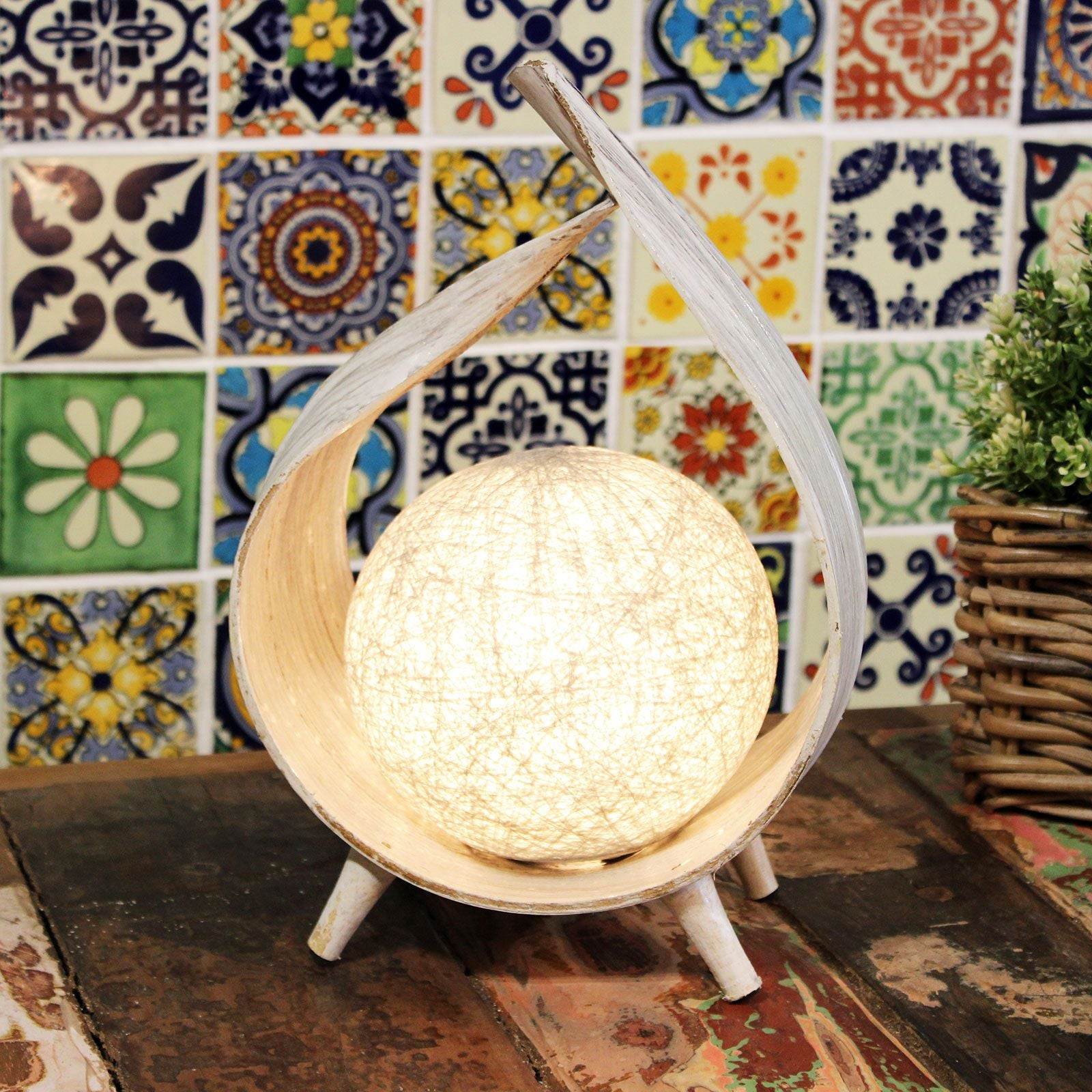 Artisan Whitewash Wrapover Coconut Lamp