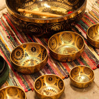 Pure Brass Etched Buddha - Set of 4 - Approx 3.85kg