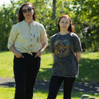 Nomad Sari Stonewashed Cotton T-Shirt - Compass of Life - Charcoal - Medium