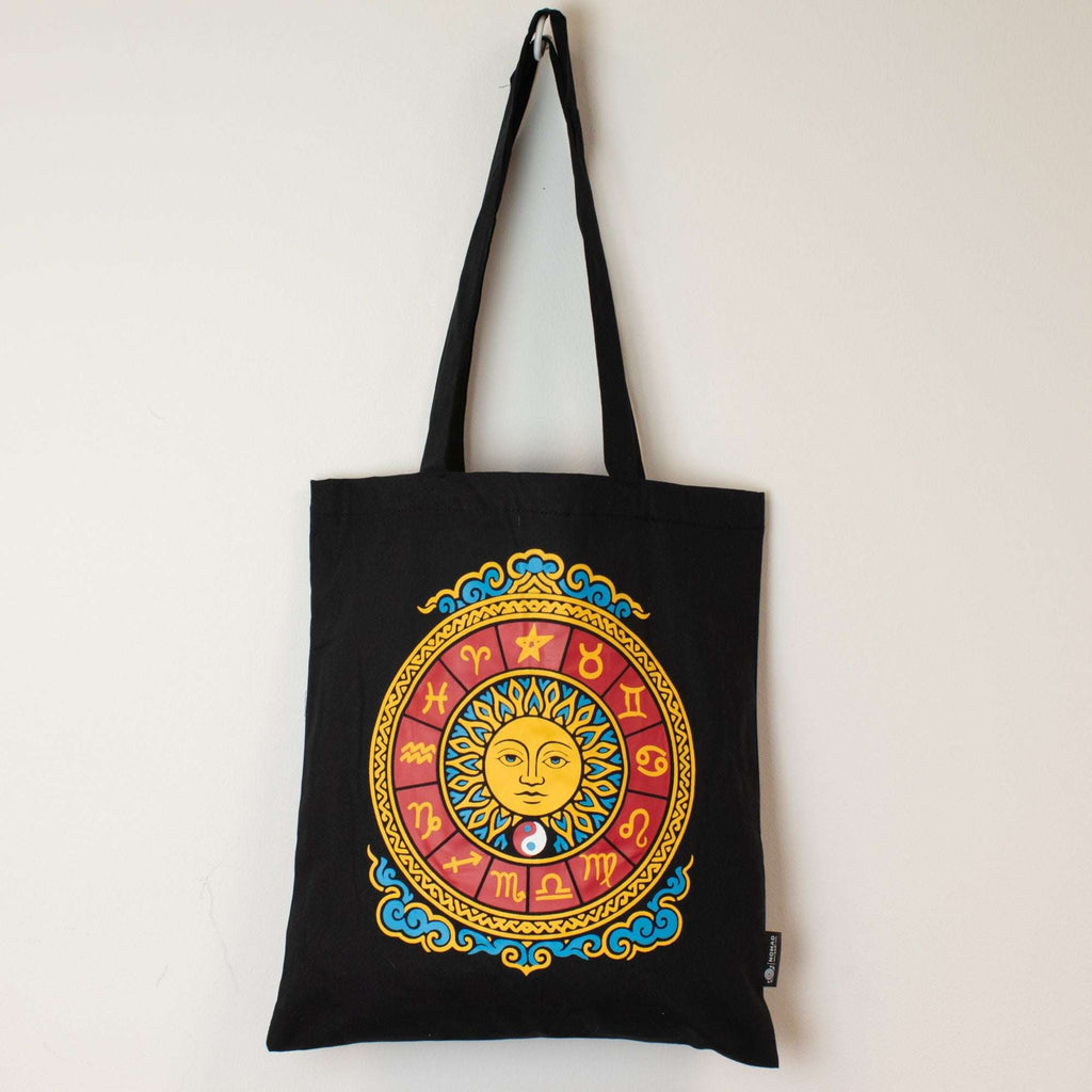 Iconic Classic Tote Bag - Zodiac Sun - Black 6oz