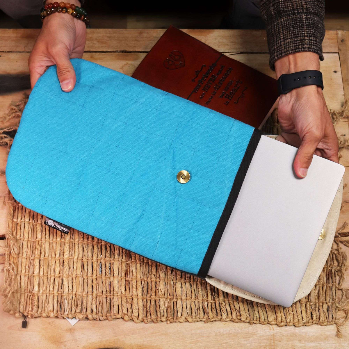 13 inch Laptop Padded Pouch - Crazy Yellow - 14oz Stonewash