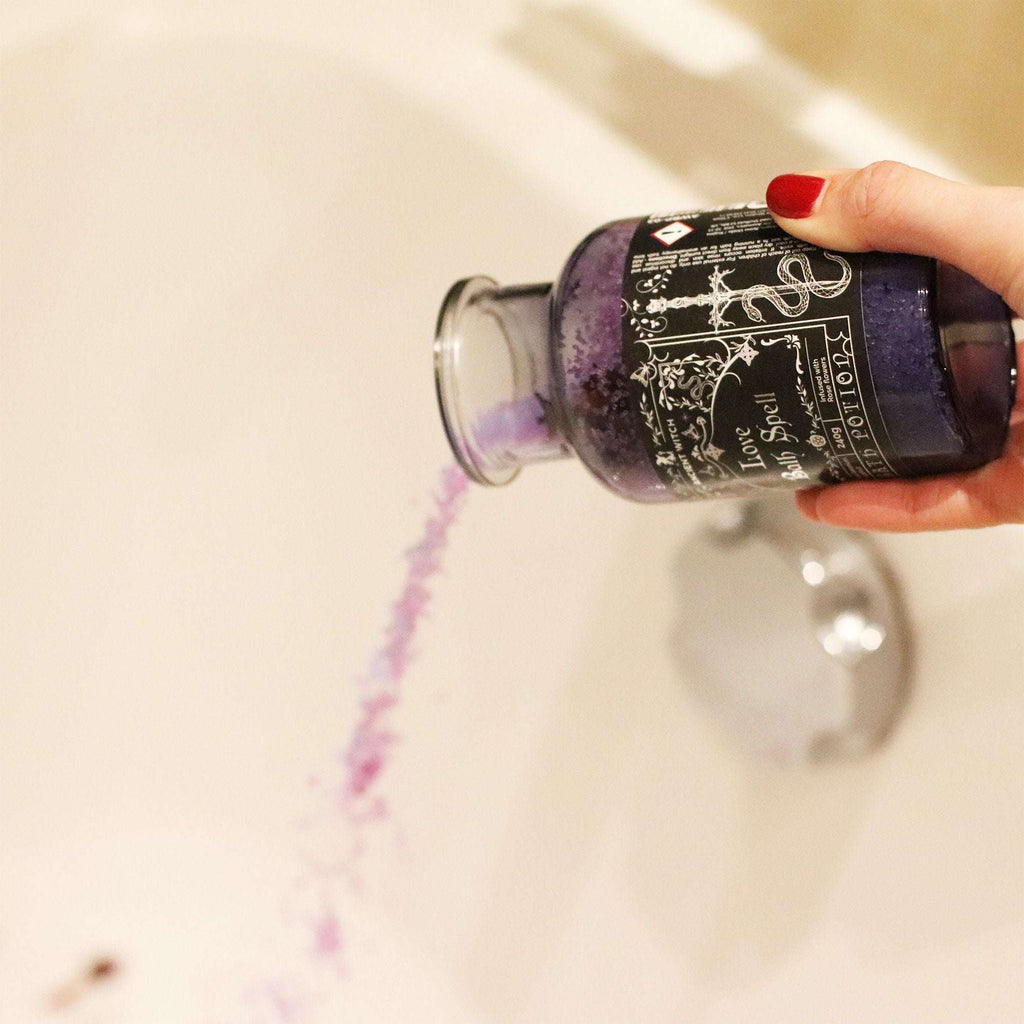 Ancient Witch Bath Spell Potion & Rose Quartz Crystal Amulet - Love