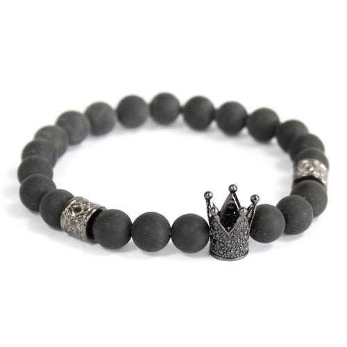 Artisan Gemstone Bracelet | Crystal Crown & Black Agate