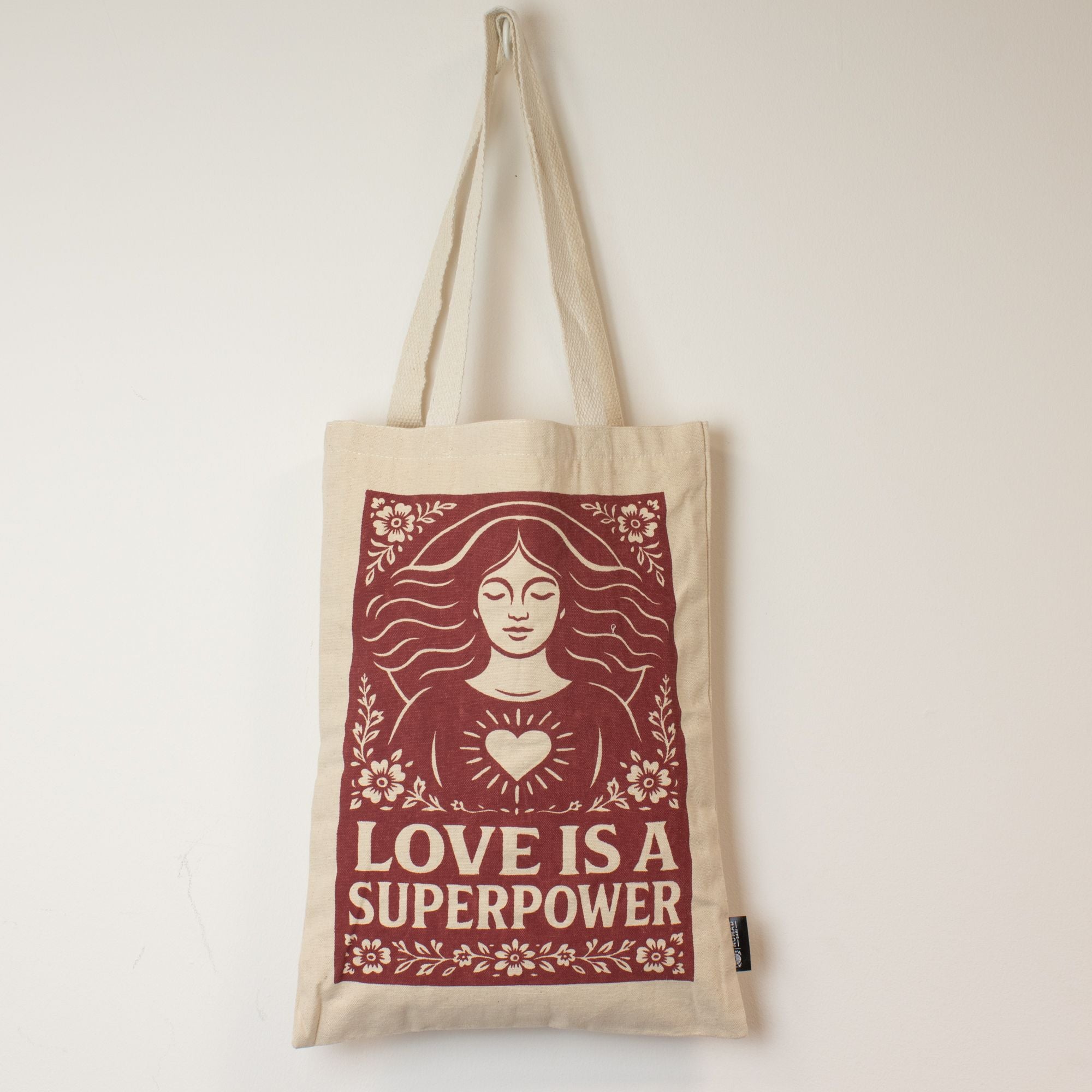 Nomad Sari Iconic Toni Tote Bag - Love is a Super Power - Natural 10oz