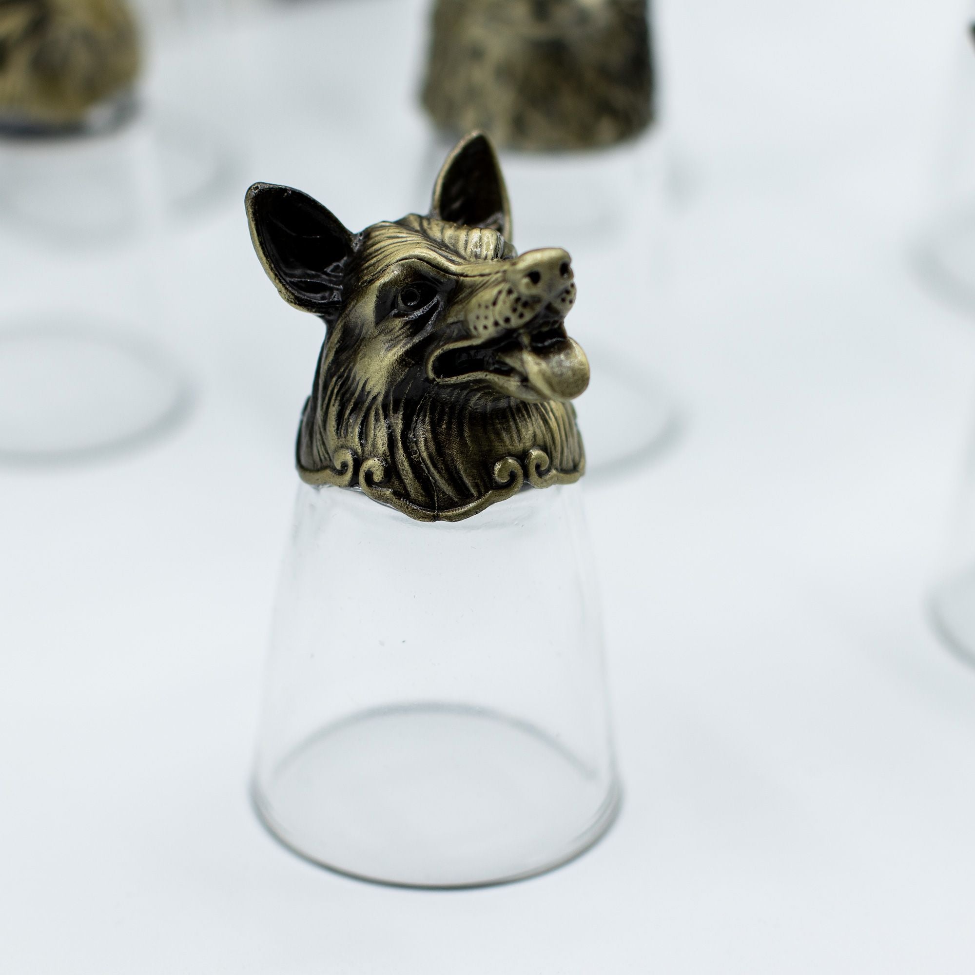 Gift Set of 12 Bottom Up Shot Glasses (25ml) - Forest & Mystical Creatures - Antique Bronze