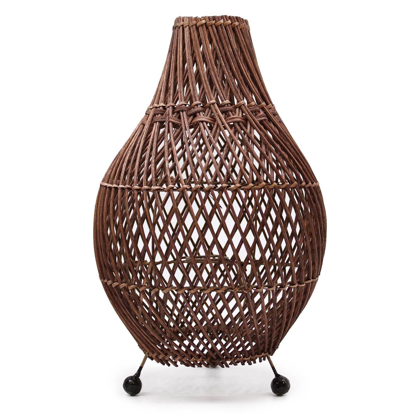 Handwoven Rattan Table Lamp | Dark Brown