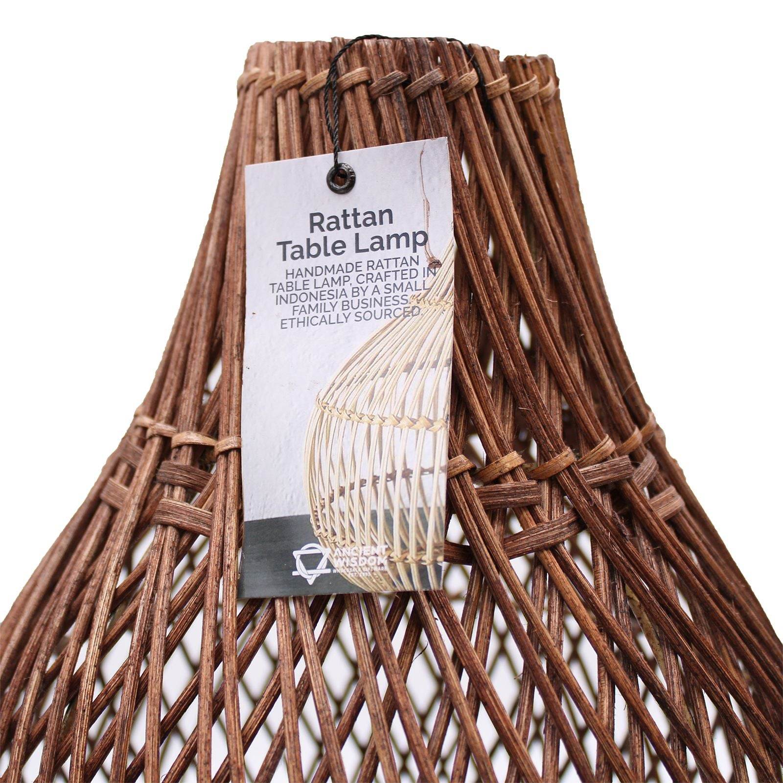 Handwoven Rattan Table Lamp | Dark Brown