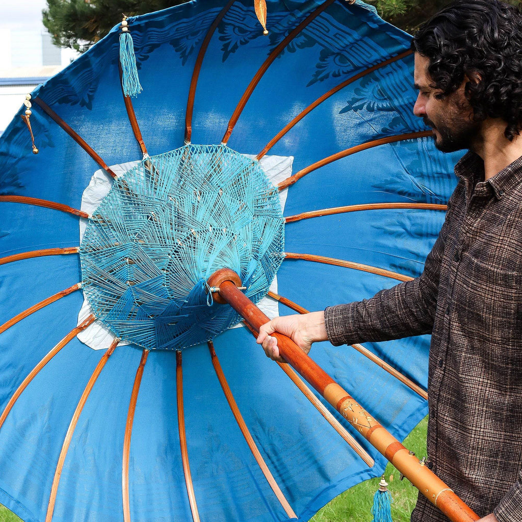 Bali Patio Parasol - Cotton - Turquoise Decor - 1.5m