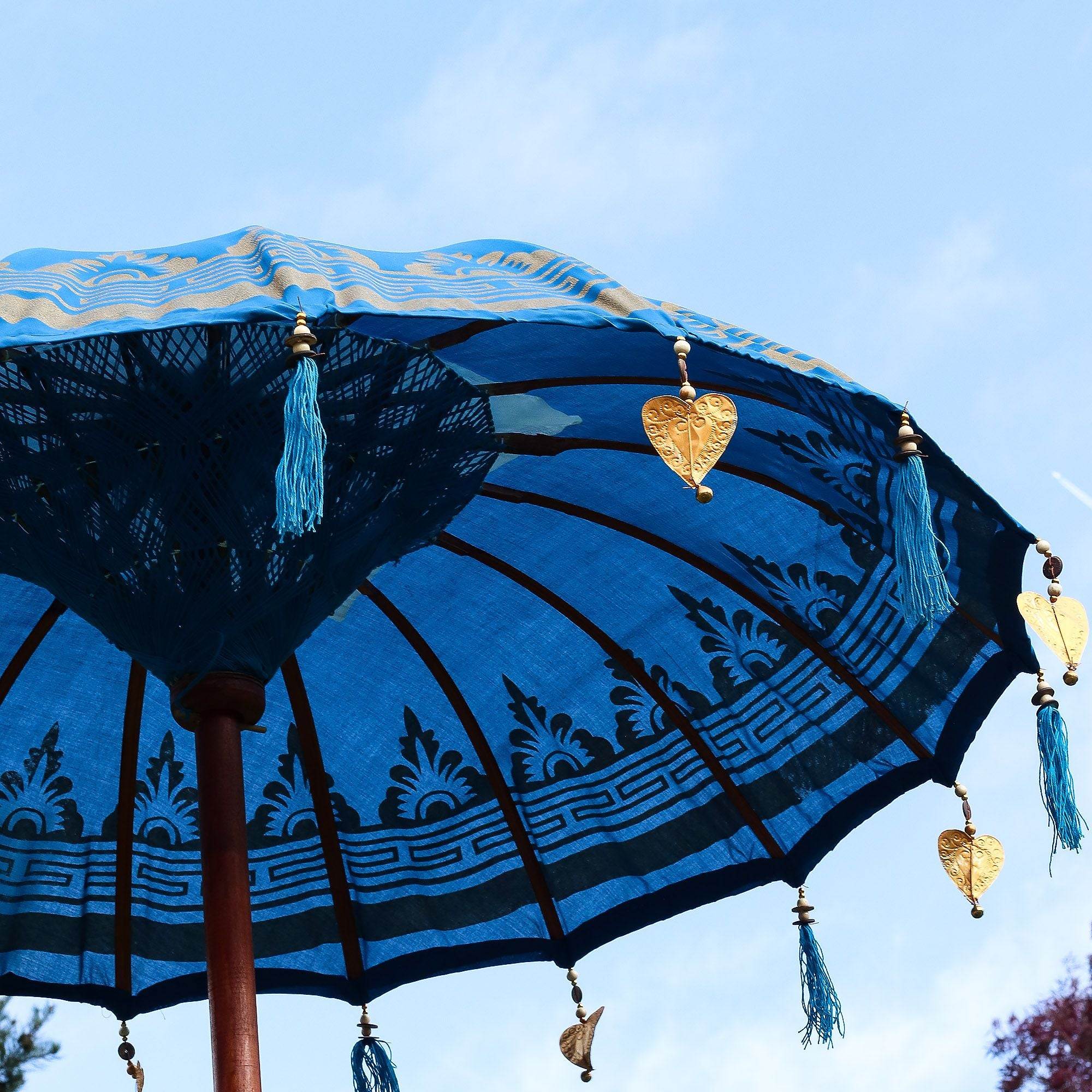 Bali Patio Parasol - Cotton - Turquoise Decor - 1.5m
