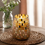 Artisan Tall Glass Jar Candles | Amber Mosaic