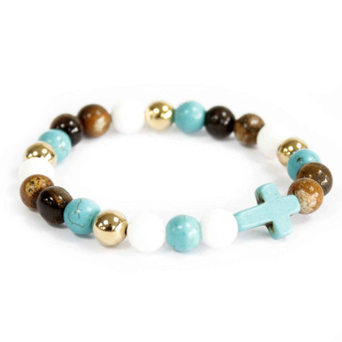 Artisan Gemstone Bracelet | Turquoise Cross & Royal Beads