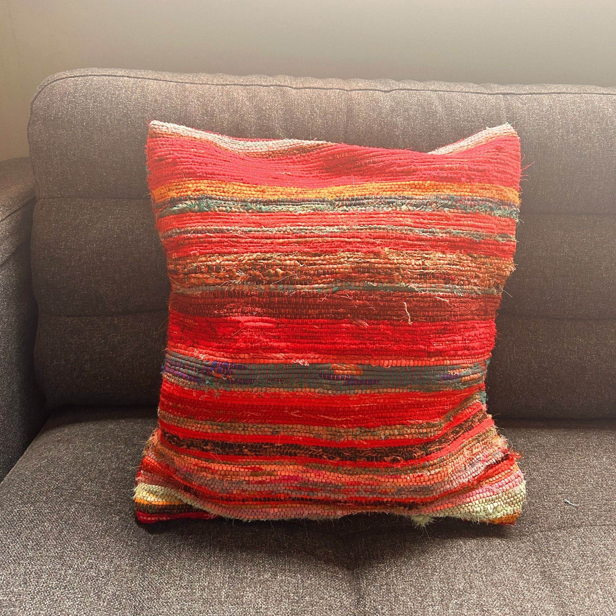 Rag Rug Cushion Covers - Rich Reds