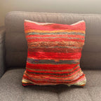 Rag Rug Cushion Covers - Rich Reds