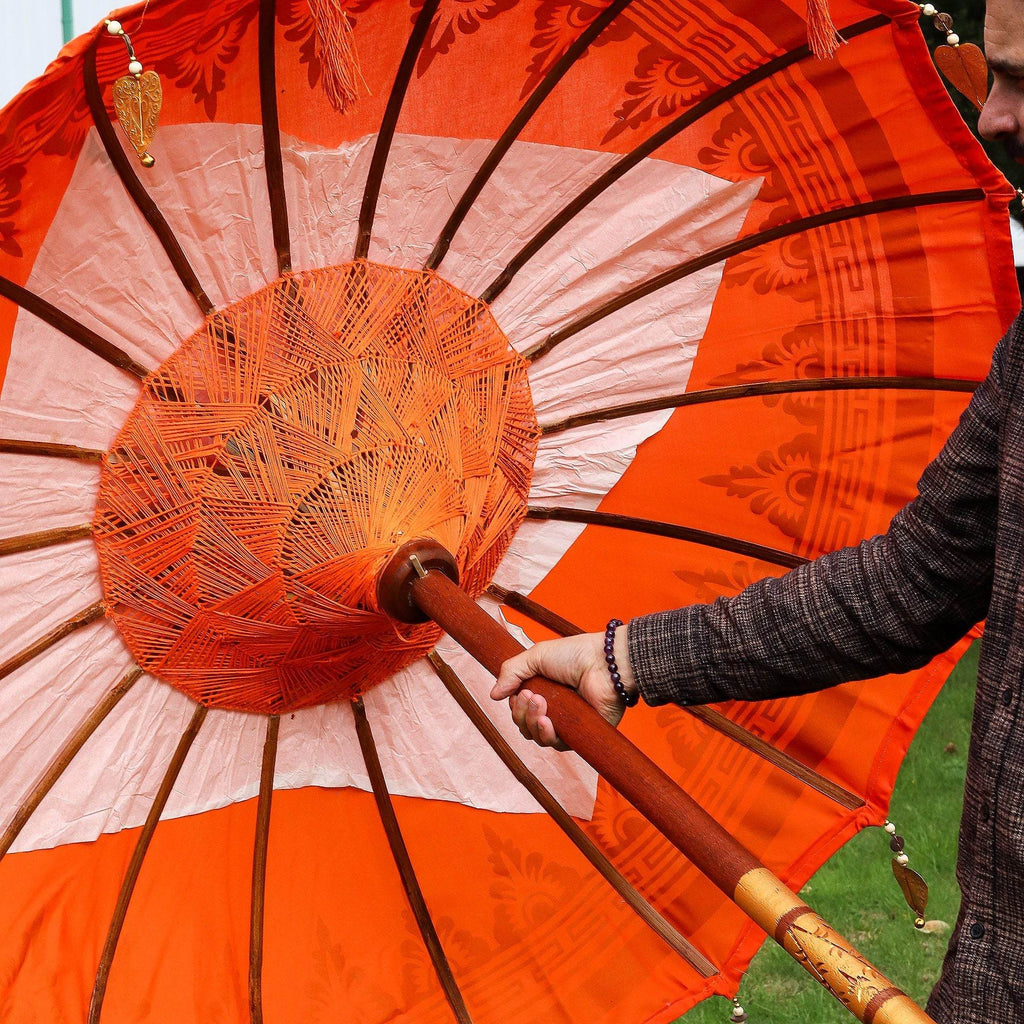 Bali Patio Parasol - Cotton - Orange Decor - 1.5m