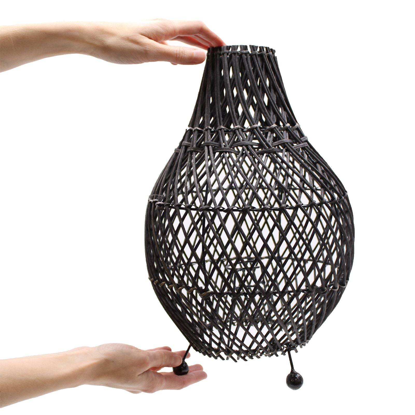Handwoven Rattan Table Lamp | Black