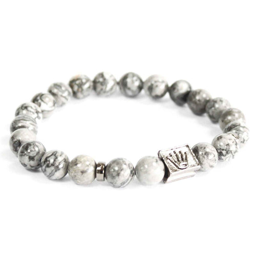 Artisan Gemstone Bracelet | Crown Ingot & Grey Agate