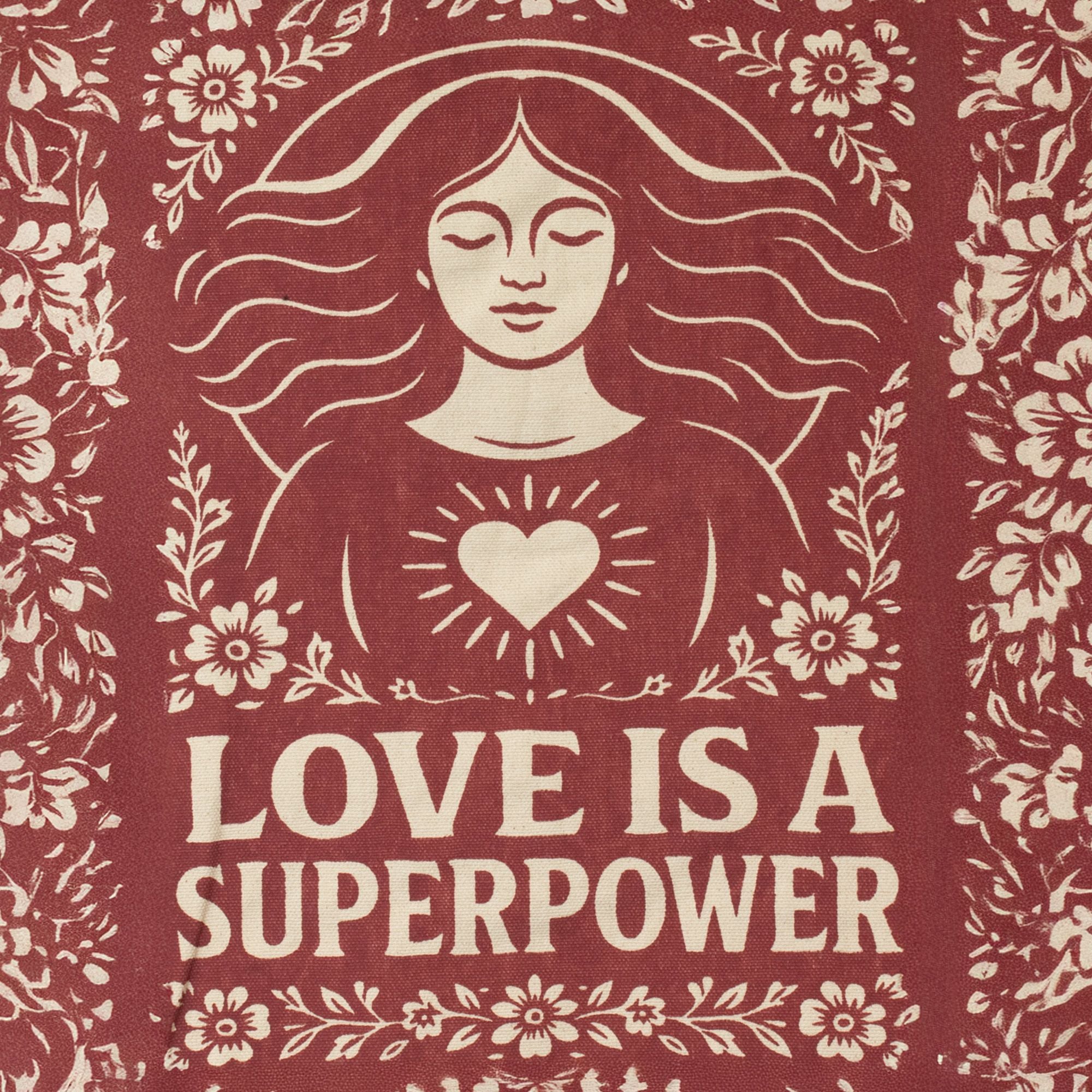 Nomad Sari Iconic Toni Tote Bag - Love is a Super Power - Natural 10oz