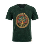 Nomad Sari Stonewashed Cotton T-Shirt - Tree of Life - Green - Small