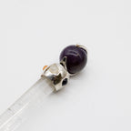 Axis of Grace Wand - Amethyst & Rose Quartz Spheres, Quartz Stem - 12cm