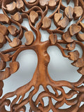 Handcarved Suar Wood Wall Panel | Tree of Life Love | 40cm