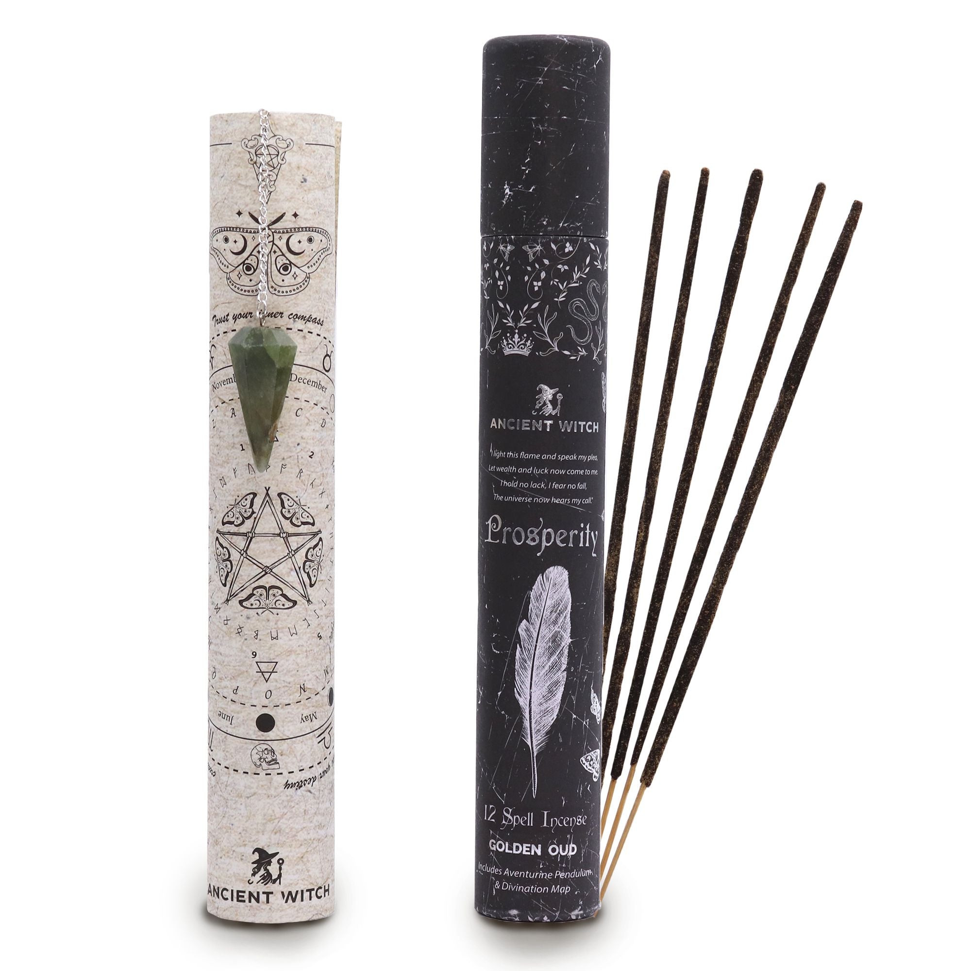 Ancient Witch Spell Incense - Prosperity - Aventurine Pendulum