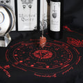 Ancient Witch Pendulum Divination Cloth - Mystic Moth - Black & Blood Red