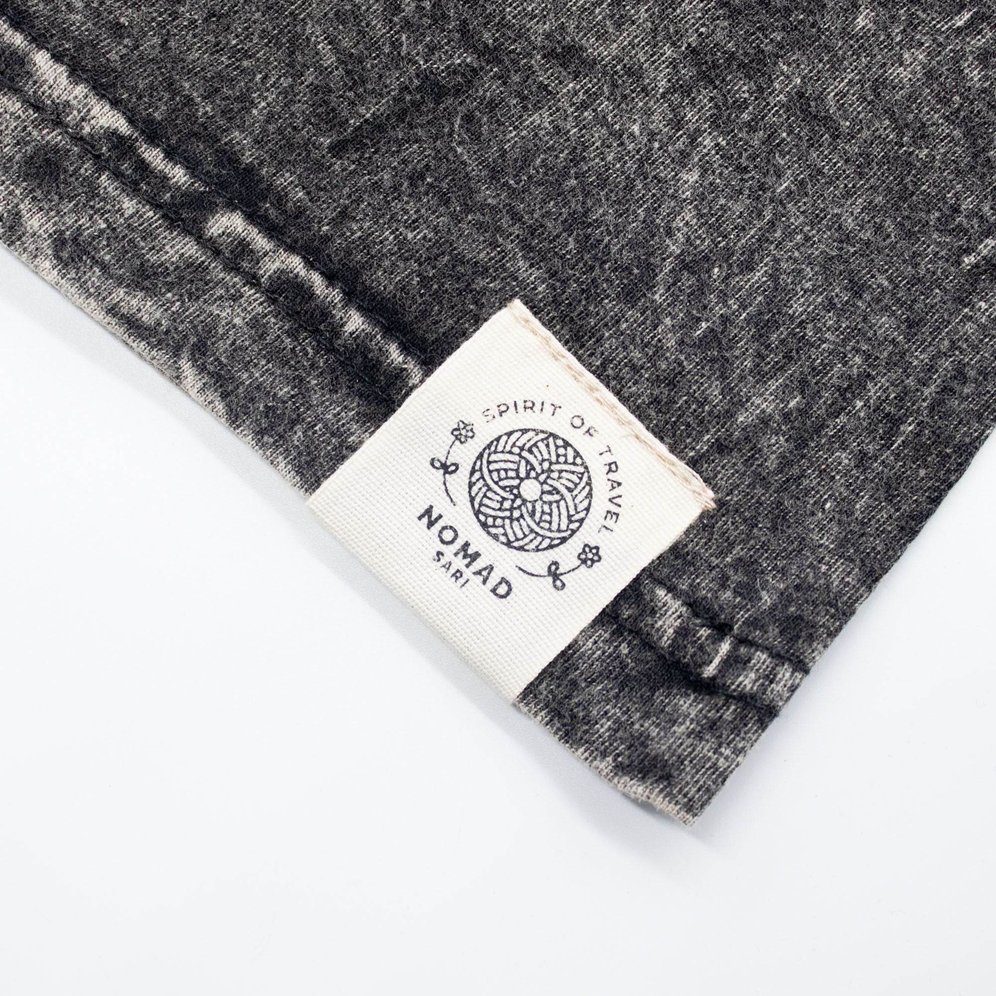 Nomad Sari Stonewashed Cotton Tee | Compass of Life | Charcoal | Medium