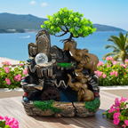 Elephants in Love Tabletop Water Feature with Crystal Ball, Light...