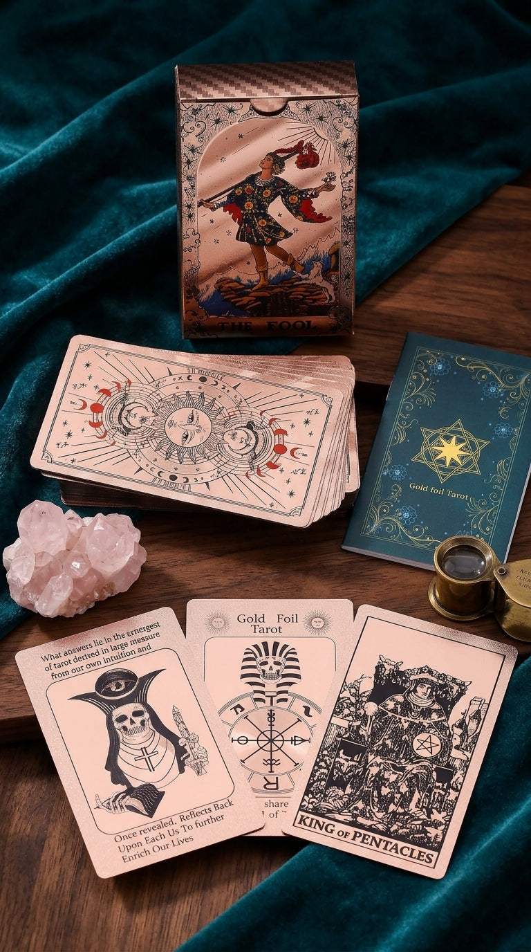 Artisan Moon Phase Rose Gold Foil Tarot Deck | with Guidebook